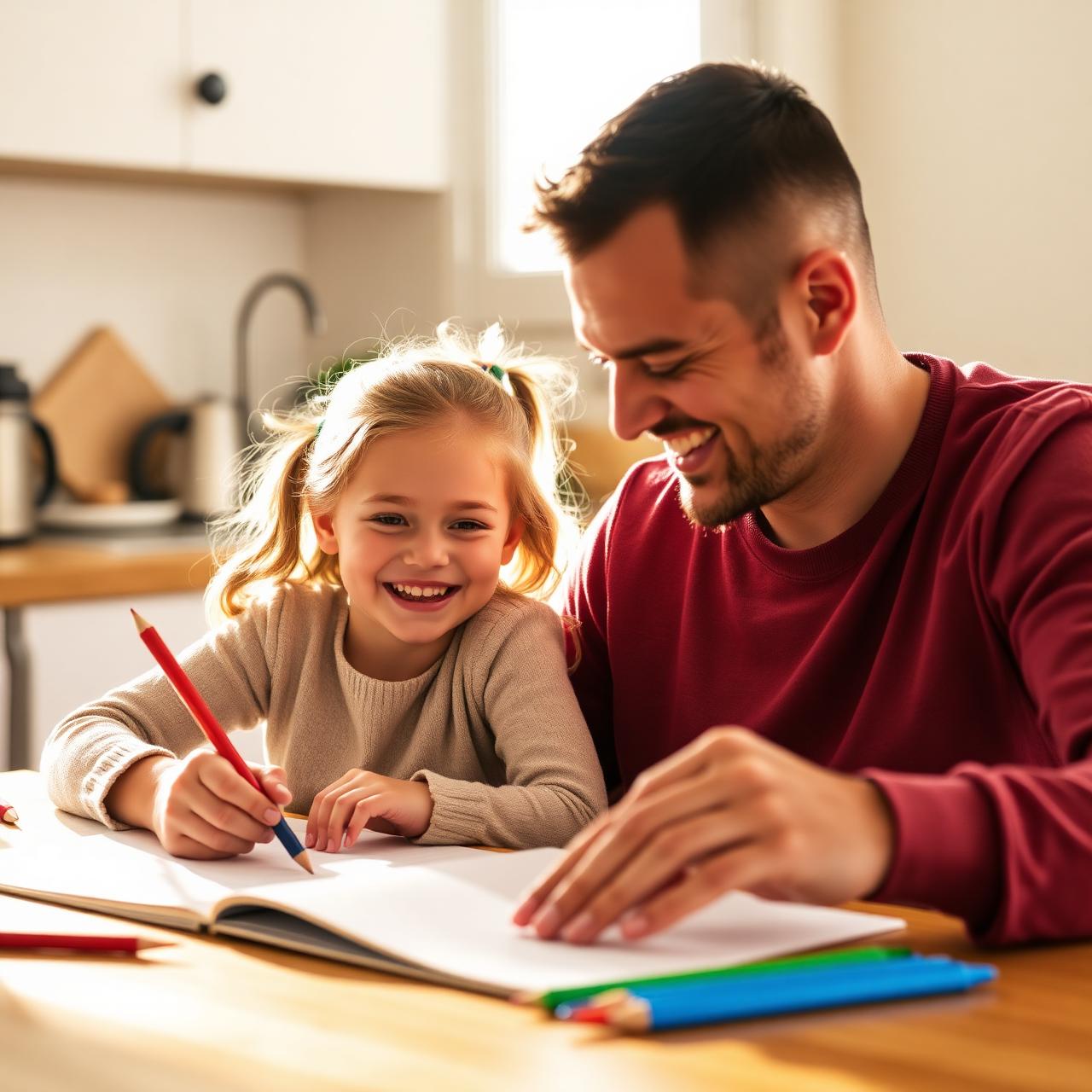 A parent supporting a child at home